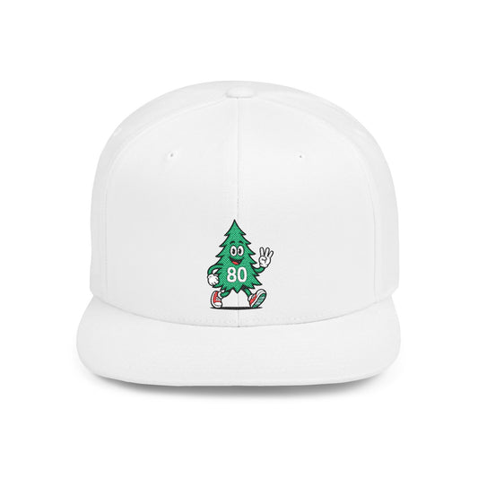 80 Tree Embroidered Snapback Hat — White