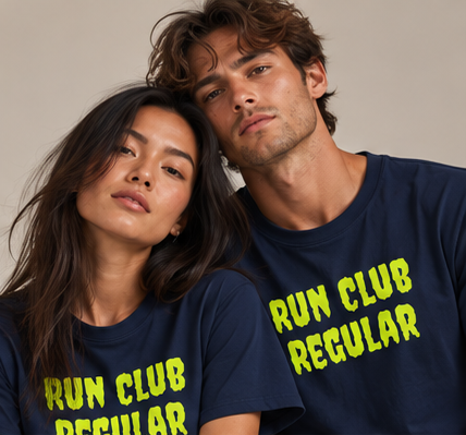 Daybreak Tee - Navy by Run Club Regular, graphic T-shirt product image