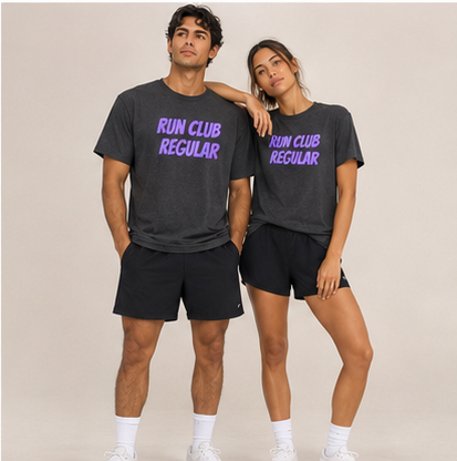 Racer Tee - Dark Heather by Run Club Regular, graphic T-shirt product photograph