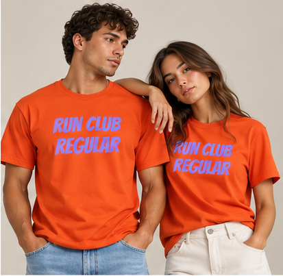 Racer Tee - Orange by Run Club Regular, graphic T-shirt product photograph
