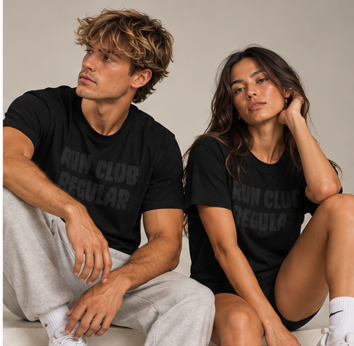 Run Club Regular Magic graphic T-shirt in black, product photograph
