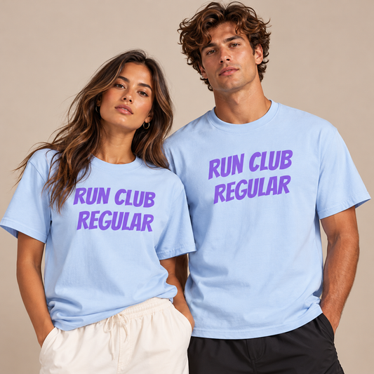 Racer Tee - Light Blue by Run Club Regular, graphic T-shirt product image