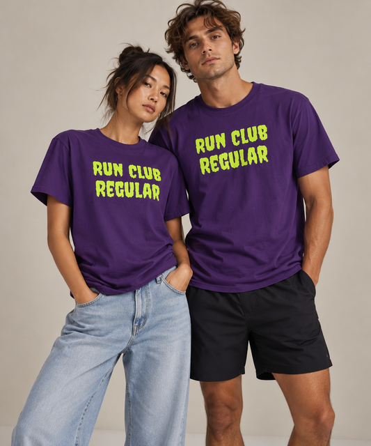 Daybreak Tee - Purple by Run Club Regular, graphic T-shirt product image