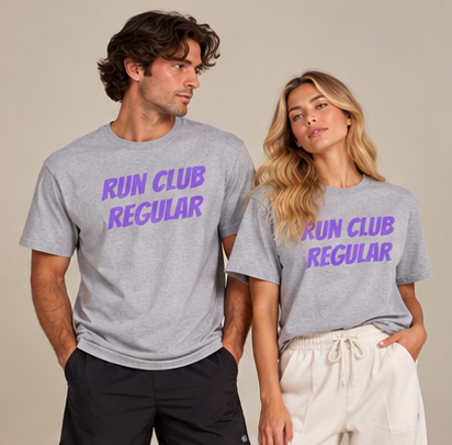 Racer Tee - Sports Grey by Run Club Regular, graphic T-shirt product photograph