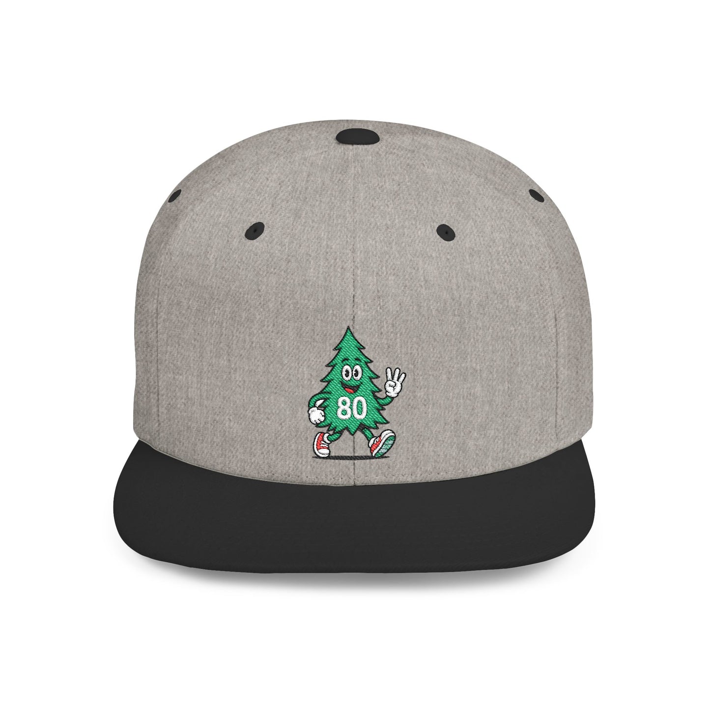 80 Tree Embroidered Snapback Hat — White