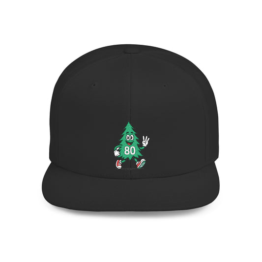 80 Tree Embroidered Snapback Hat — Black