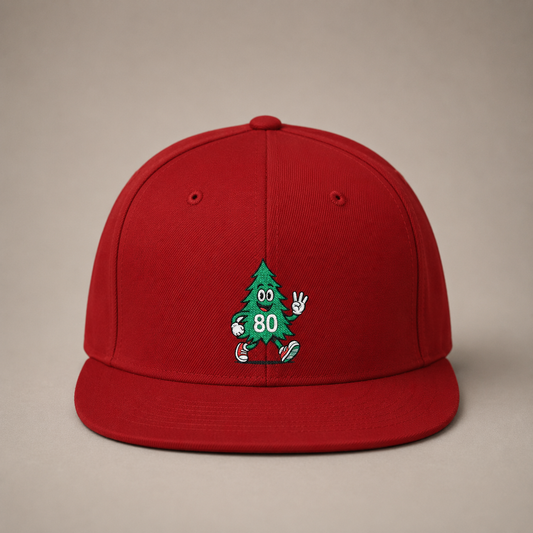 80 Tree Embroidered Snapback Hat — Red