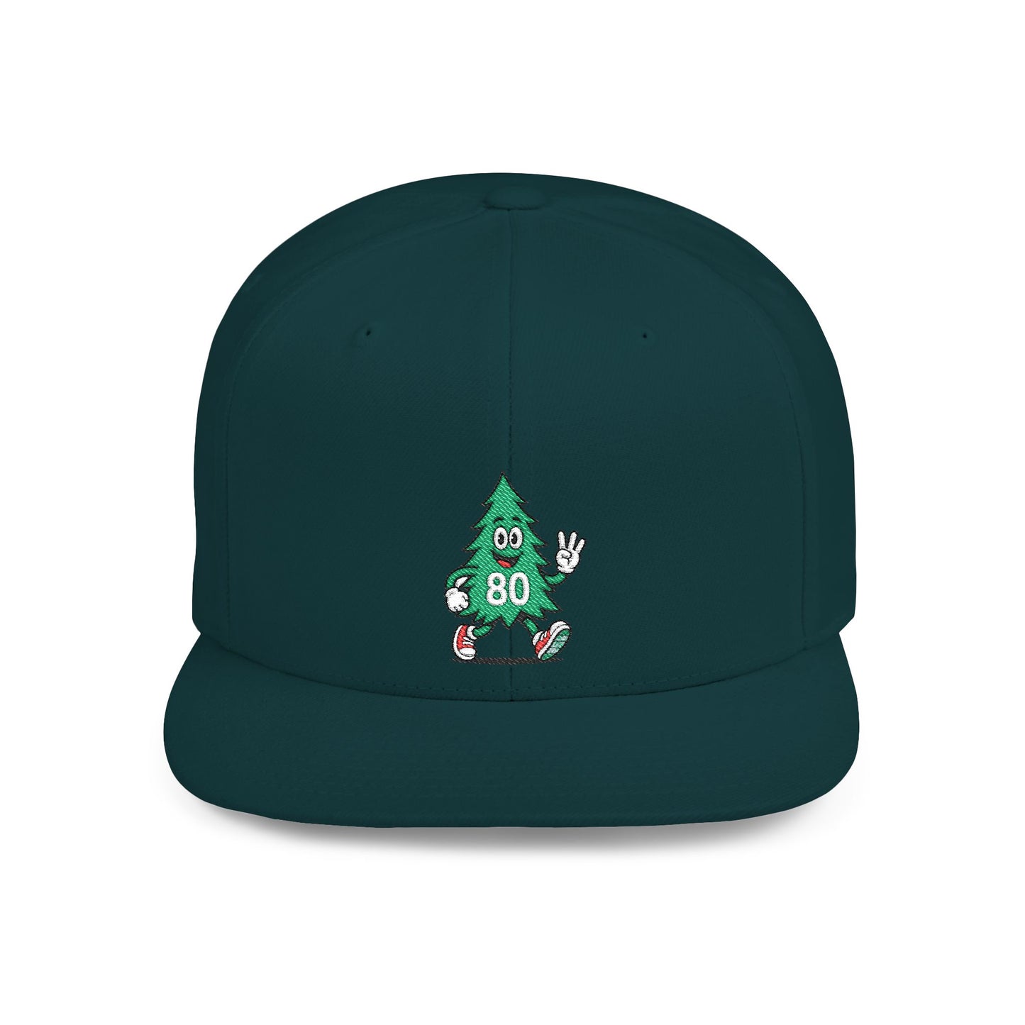 80 Tree Embroidered Snapback Hat — White