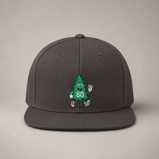 80 Tree Embroidered Snapback Hat — Dark Grey