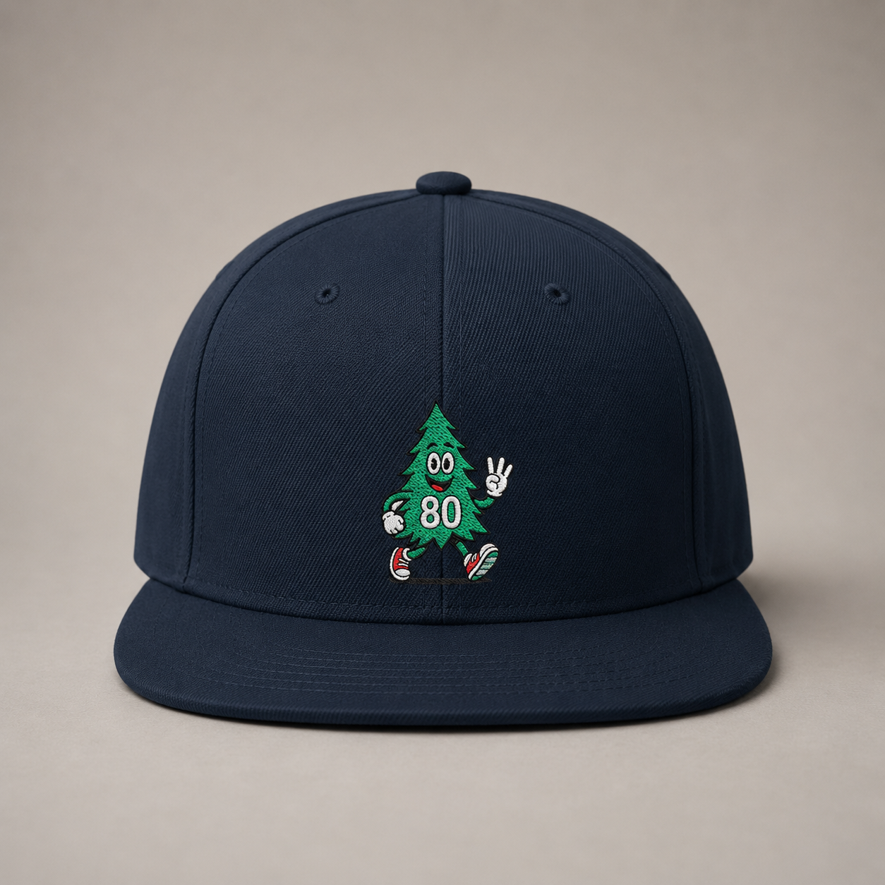 80 Tree Embroidered Snapback Hat — Dark Navy