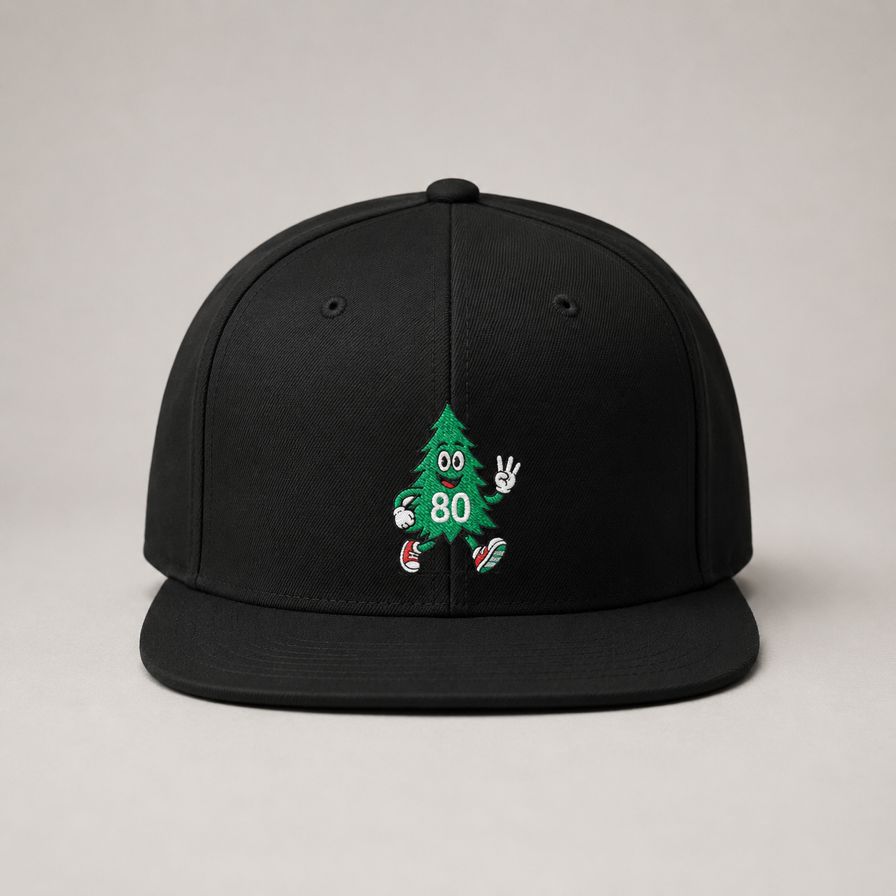 80 Tree Embroidered Snapback Hat — Dark Grey
