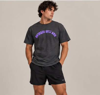 Axis Tee - Dark Heather by Run Club Regular, graphic T-shirt product photograph