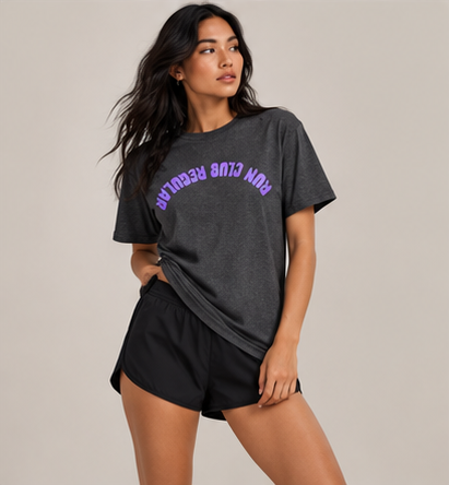 Axis Tee - Dark Heather by Run Club Regular, graphic T-shirt product photograph