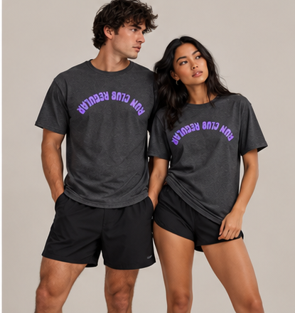 Axis Tee - Dark Heather by Run Club Regular, graphic T-shirt product photograph