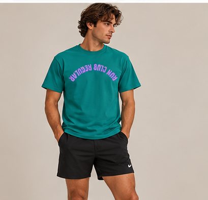 Axis Tee- Jade Dome by Run Club Regular, graphic T-shirt product photograph