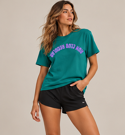 Axis Tee- Jade Dome by Run Club Regular, graphic T-shirt product photograph