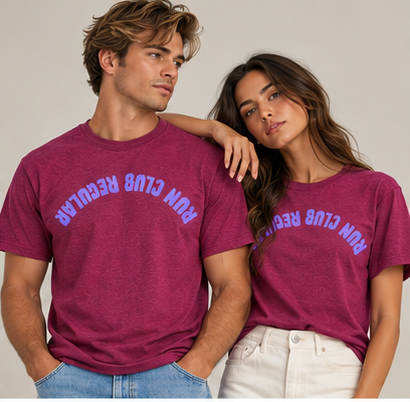 Axis Tee - Vintage Fuchsia by Run Club Regular, graphic T-shirt product photograph