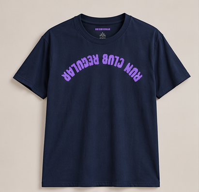 Axis Tee - Navy by Run Club Regular, navy graphic T-shirt product photograph