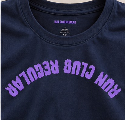 Axis Tee - Navy by Run Club Regular, navy graphic T-shirt product photograph