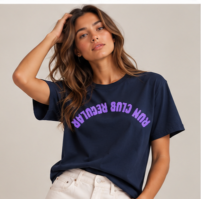 Axis Tee - Navy by Run Club Regular, navy graphic T-shirt product photograph