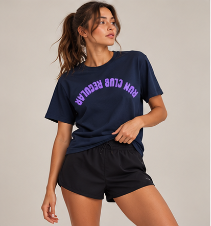 Axis Tee - Navy by Run Club Regular, navy graphic T-shirt product photograph