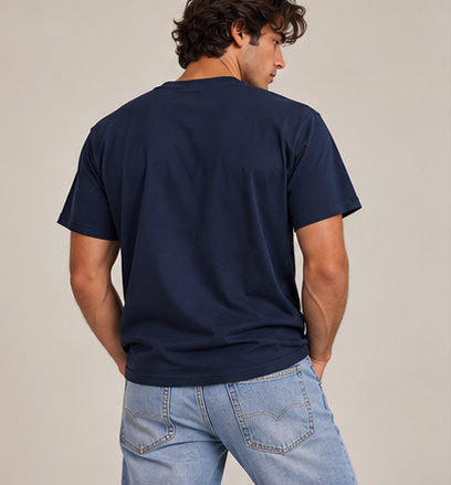 Axis Tee - Navy by Run Club Regular, navy graphic T-shirt product photograph