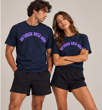 Axis Tee - Navy by Run Club Regular, navy graphic T-shirt product photograph