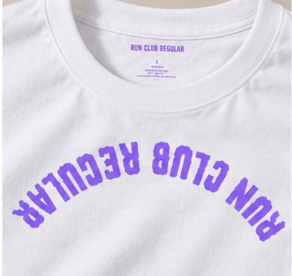 Axis Tee - White by Run Club Regular, white graphic T-shirt product photograph