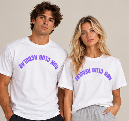 Axis Tee - White by Run Club Regular, white graphic T-shirt product photograph