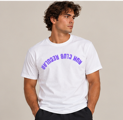 Axis Tee - White by Run Club Regular, white graphic T-shirt product photograph