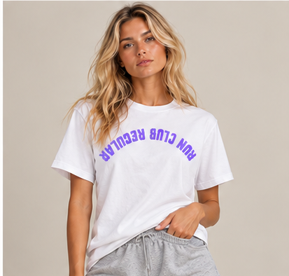Axis Tee - White by Run Club Regular, white graphic T-shirt product photograph