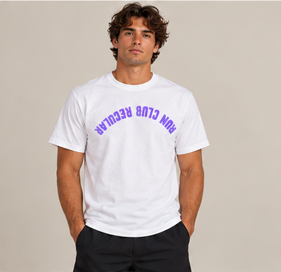 Axis Tee - White by Run Club Regular, white graphic T-shirt product photograph