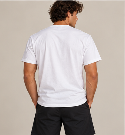 Axis Tee - White by Run Club Regular, white graphic T-shirt product photograph