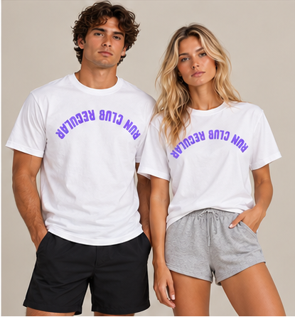 Axis Tee - White by Run Club Regular, white graphic T-shirt product photograph