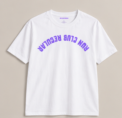 Axis Tee - Navy by Run Club Regular, white graphic T-shirt product photograph