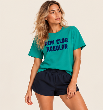 Drift Tee - Jade Dome by Run Club Regular, graphic T-shirt product photograph