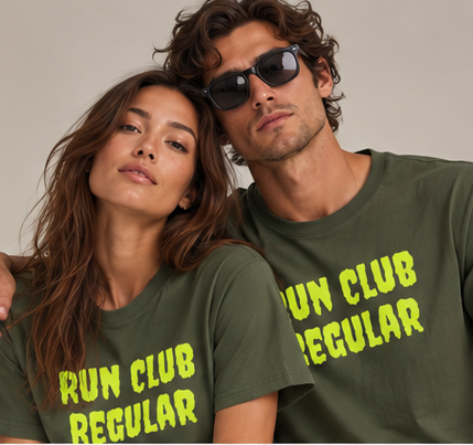 Daybreak Tee - Military Green by Run Club Regular, graphic T-shirt product image