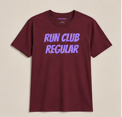 Racer Tee - Maroon by Run Club Regular, graphic T-shirt product photograph