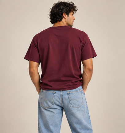 Racer Tee - Maroon by Run Club Regular, graphic T-shirt product photograph