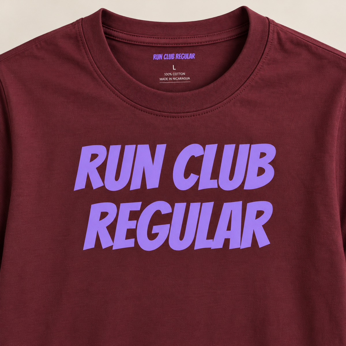 Racer Tee - Maroon by Run Club Regular, graphic T-shirt product photograph