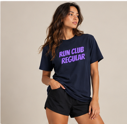 Racer Tee - Navy by Run Club Regular, graphic T-shirt product image