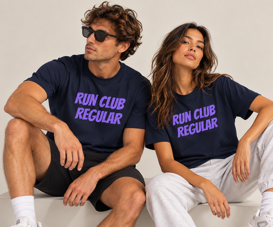 Racer Tee - Navy by Run Club Regular, graphic T-shirt product image