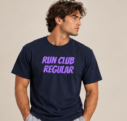 Racer Tee - Navy by Run Club Regular, graphic T-shirt product image
