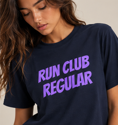 Racer Tee - Navy by Run Club Regular, graphic T-shirt product image