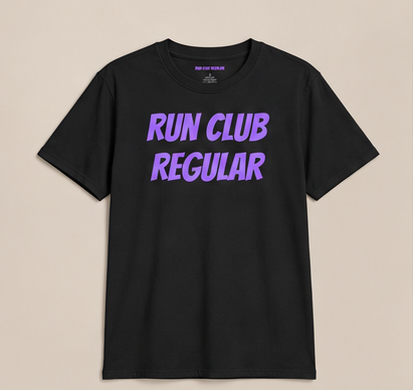 Racer Tee - Maroon by Run Club Regular, black graphic T-shirt product photograph