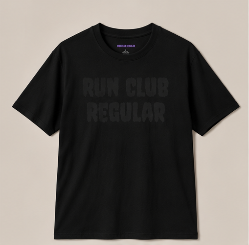 Run Club Regular Magic graphic T-shirt in black, product photograph