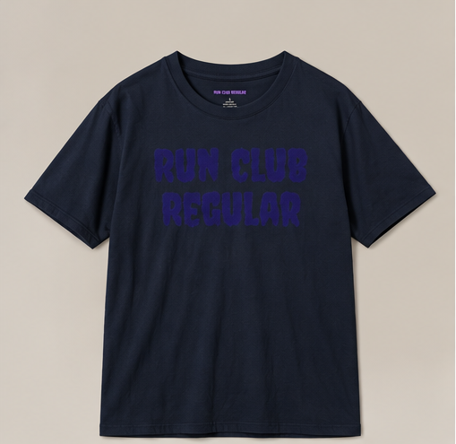 The Magic Tee - Dark Navy/Navy by Run Club Regular, navy graphic T-shirt product photograph