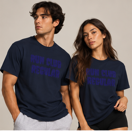 The Magic Tee - Dark Navy/Navy by Run Club Regular, navy graphic T-shirt product photograph