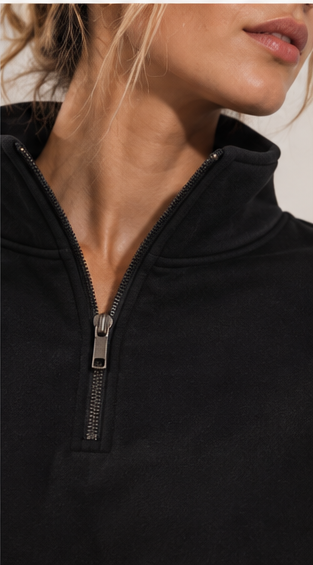 The Off Duty Quarter-Zip — Black by Run Club Regular, quarter-zip product image