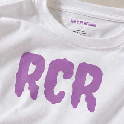 RCR Tee by Run Club Regular in white, graphic T-shirt product image